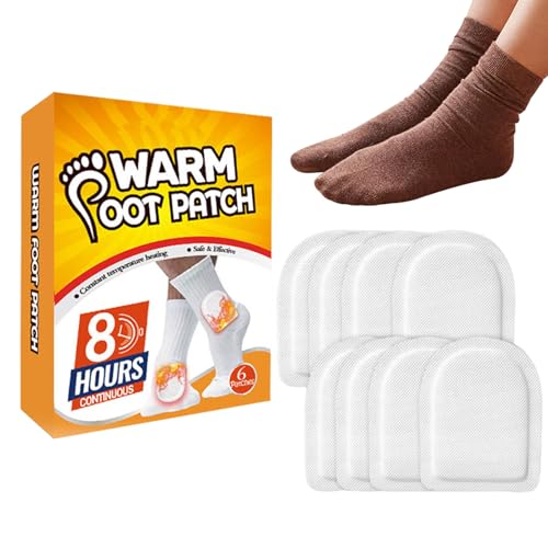 Parche calentador de pies | Parche de calor adhesivo y seguro de 6 piezas - Calentador de pies para actividades al aire libre, esquí, senderismo, parche más cálido para el calor mientras viaja, parche
