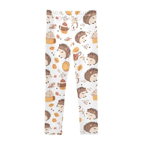 Wusikd Cute Hedgehogs Girls' Leggings Toddler Doodles Cookies Kids Yoga Pants Dance Active Tights 4T2
