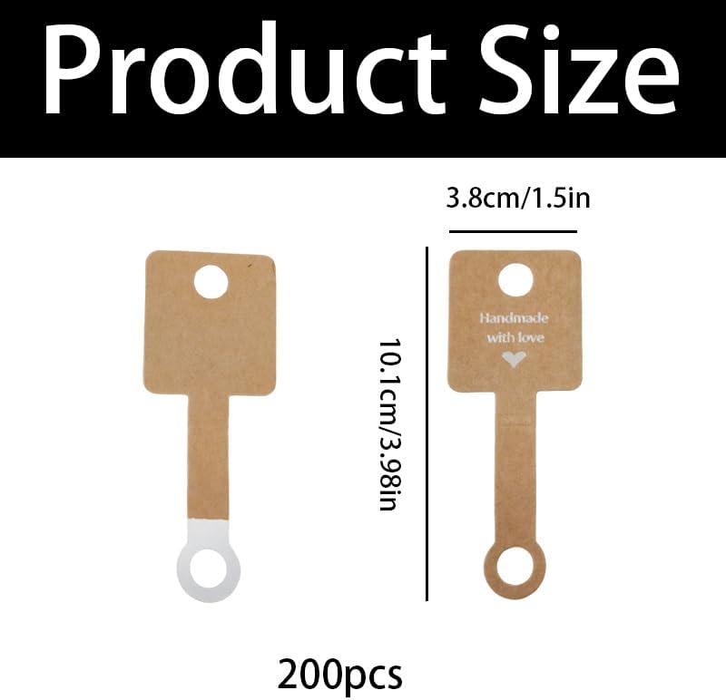 200 Pcs Bracelet Display Cards, Brown Hanging Tags Self Adhesive Jewelry Display Cards for Bracelets, Necklaces, Earrings