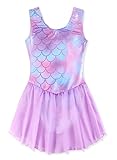 EQSJIU Ballet Leotards For Girls Purple Mermaid Turquoise Shinny Leotard With Skirt Girls Leotards For Ballet Dance 3t 4t 3-4t