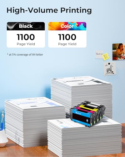 Image of Remanufactured for 822XL Ink Cartridges Replacements for Epson 822XL Ink Cartridges for Epson WF-3820 Printer Ink Workforce Pro WF-4820 WF-4830 WF-3823 WF-4833 WF-4834(2Black, 1 x Cyan Magenta Yellow)
