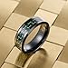 King Will 8mm Black Tungsten Carbide Rings for Men Men's Wedding Band with Black Green Carbon Fiber Inlaid Beveled Edge High Polished Finish Gentleman Comfit Fit, Size 7.5