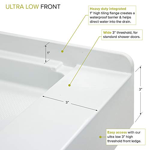 Transolid Fl4832C-31 Linear 48-In L X 32-In W Single Threshold Shower Base With Center Drain, White #TOP2