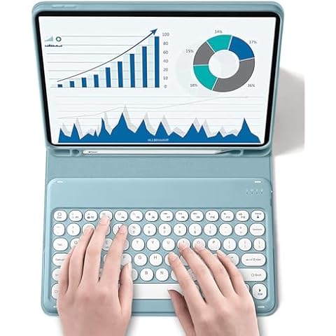 QIYIBOCASE Keyboard Case for iPad Pro 13 Inch (M4) 2024, Flip Stand Cover with Pencil Holder, Round Keys Magnetically Detachable Keyboard Case for iPad Pro 13 Inch(7th Gen) Tablet, Blue Cover