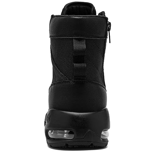 LARNMERN Non Slip Mens Boots Slip Resistant Shoes Air Cushion Side Zipper Casual Comfort Botas Militares Hombre Zapatos de Trabajo Black4