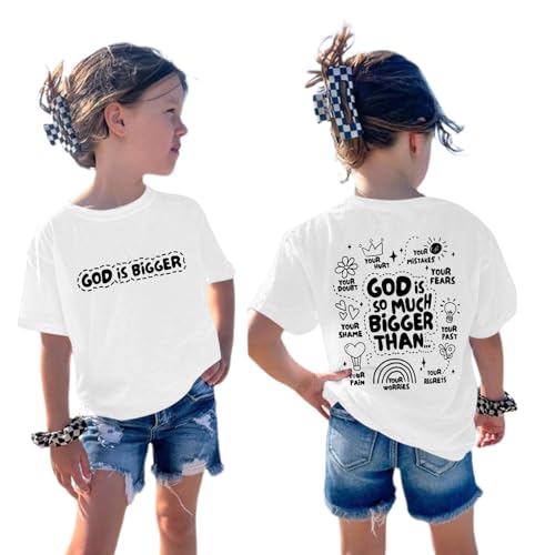 Image of Sulayesh Girls Cute Christian Shirts Jesus God Faith Bible Verse Tshirt for Kids Religious Inspirational Graphic Tees Tops