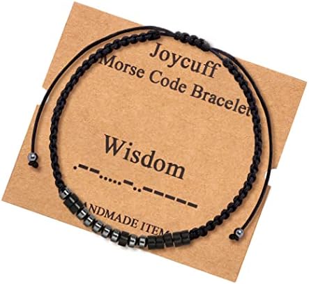 JoycuFF Wisdom Morse Code Bracelets for Women Men Handmade Silk Wrap Strand Jewelry Unique Trendy Christmas Thanksgiving Day Gifts for Mother Mom Grandma Aunt Friends Her