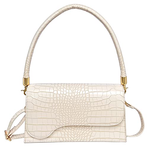 AMHDV – Bolsa de ombro clássica retrô com estampa de crocodilo e pequena transversal, 03off-white