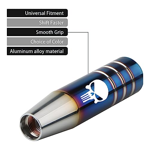 GKmow Pack-1 Gear Stick Shifter Knobs, Skull Aluminum Alloy Weighted Gear Lever, Metal Stick Shifter Handle for Most Automatic Manual Vehicle (Multicolored)