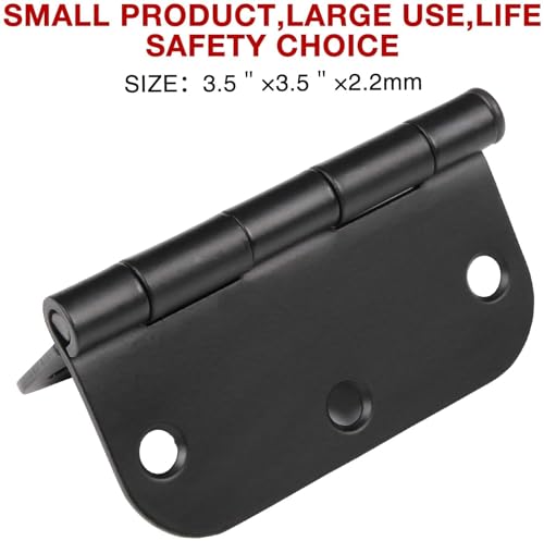 36 Pack Matte Black Door Hinges 3.5 x 3.5 Inch 5/8" Radius, Interior Heavy-Duty Rounded Hinge for Doors Standard Bedroom Office Door Hardware Removable Pin,RV,Garage,Storage Shed,Livestock Facilities by JIW - Image 6