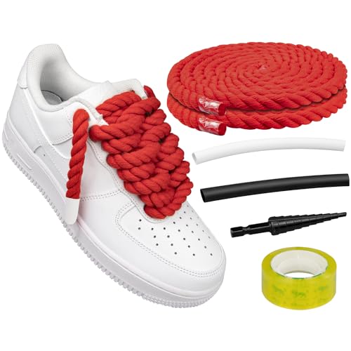 Endoto Rope Laces for Air Force 1 Thick Chunky Fat Shoelaces Strings for AF Sneaker Shoes(Color:Red Size:12.7MM)