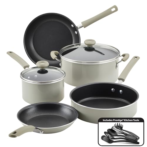 Farberware DuraStrong Nonstick Cookware/Pots and Pans Set, 12 Piece - Gray