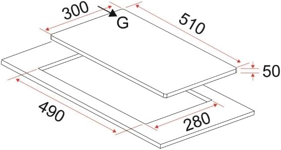 Dimensional drawing for Starway SW2VC hob installation