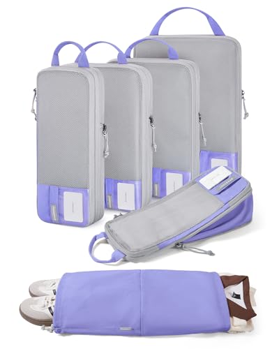 Image of Compression Packing Cubes, BAGSMART 6 Set Packing Organizers for Travel, Expandable Luggage Organizer for Carry on Luggage, Compression and Lightweight Suitcase Organizers for Woman & Man