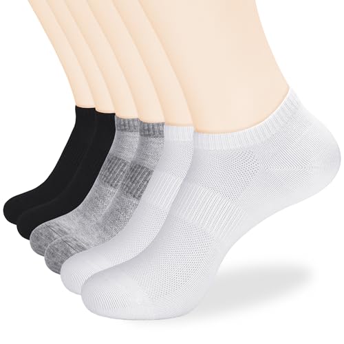 Image of Corlap Women's Ankle Cotton Socks - No Show Low Cut Athletic Running Soft Thin White Socks 6 Pairs