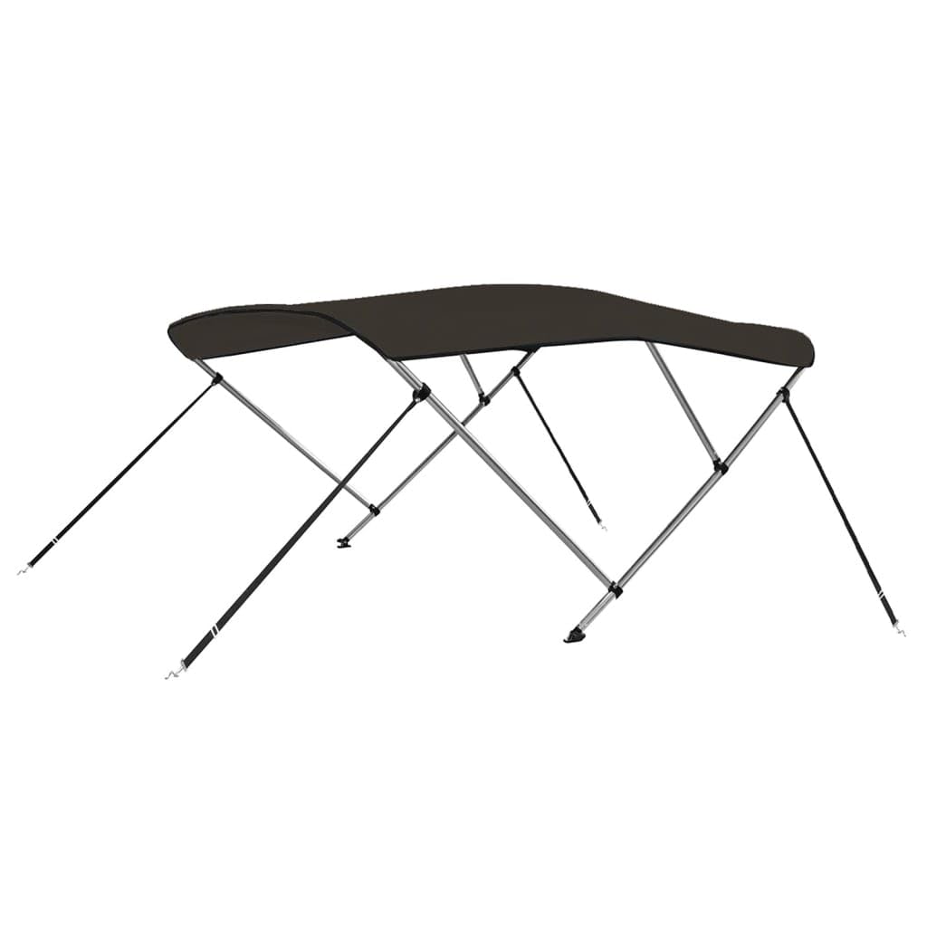 vidaXL Toldo Bimini de 3 Arcos, Capota Impermeable para Barco con Paredes Laterales, Cubierta para Barca, Protección contra Granizo Lluvia UV, Negro