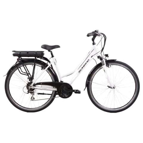 F.lli Schiano E-Ride 28" City E-Bike with 250 W Motor, 21 Speed Gearbox, for Women in White Cover