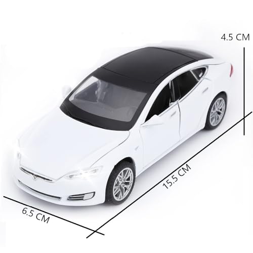 Image of Die cast 1:32 Tesla S Model Toy Car Metal Diecast Car Pull Back with Openable Door and Sound Light, Gifts Toys for Kids