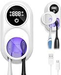 OQIMAX UV Toothbrush Sanitizer, Wall-Mounted Toothbrush Cleaner with Sterilization & Drying Function, LED Smart Display, Auto-Sensing Cover, Rechargeable Toothbrush Holder for Home & Travel