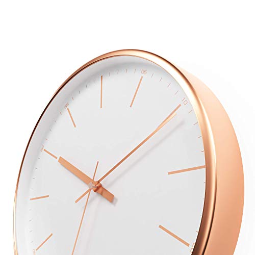 Driini Modern Rose Gold Analog Wall Clock - Decorative Aluminum Frame With White Face (12 Inch) - Battery Operated, Silent, And Non-Ticking - Contemporary Decor For Office, Living Room, Or Bathroom #TOP3