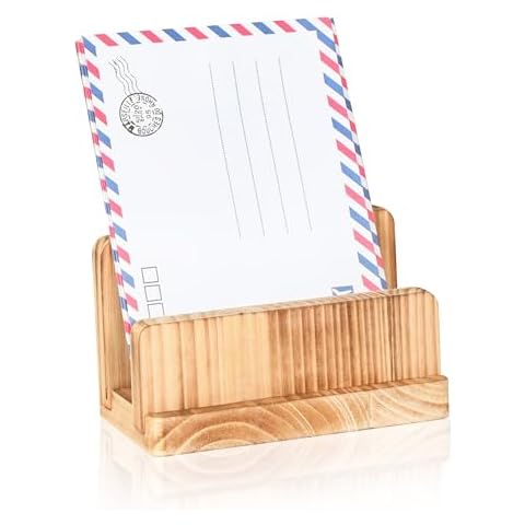 NIUBEST Wooden Desk Mail Organizer File Holder,1 Slot Desktop Mail Sorter, File Paper Holder Letter Envelope Filing Cell Phone Organizer Tray for Office & Home Cover