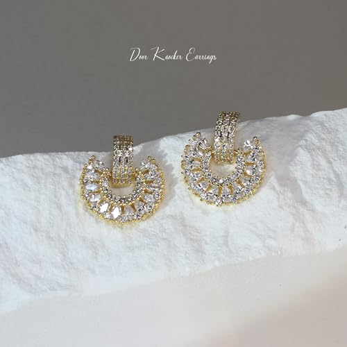 Cubic Zirconia Crystal Knot Earrings for Women, Gold Geometric Drop Dangle Earrings for Prom Wedding Bridesmaid Jewelry Gift2