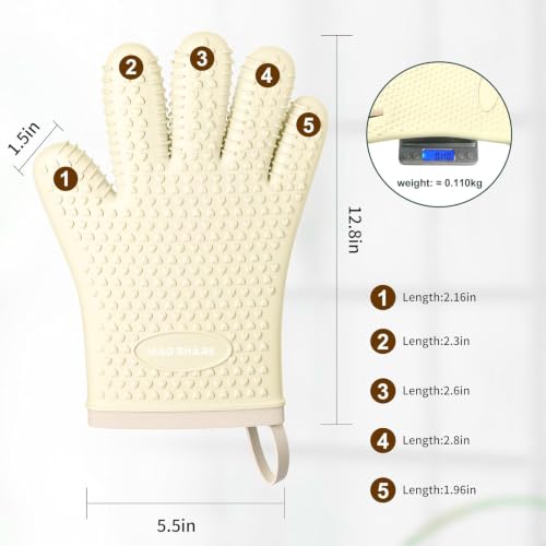 Image of MAD SHARK Silicone Oven Mitts with Fingers Heat Resistant 450F in Kitchen
