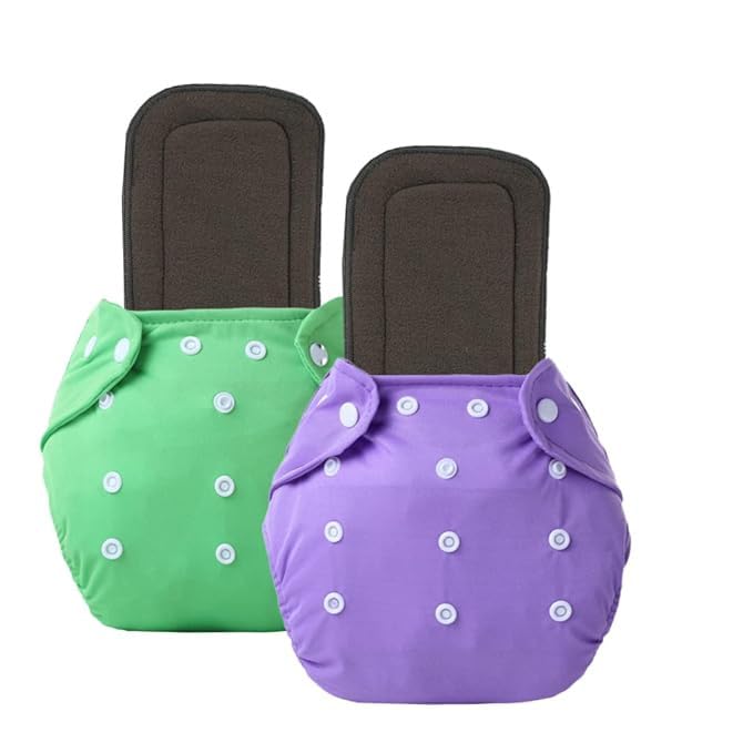 P-BEAUTY Baby Diaper Premium Cloth Cotton Diaper Reusable, Adjustable Size, Waterproof, Pocket Cloth Diaper Nappie Pack of 2 | DHR019
