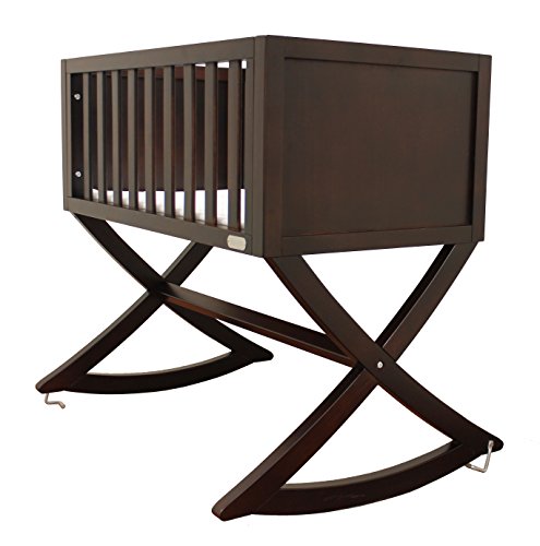 Green Frog, Allegro Cradle | Handcrafted Contemporary Wood Baby Cradle | Premium Pine Construction | Rocking and Stationary | Rich Espresso Color