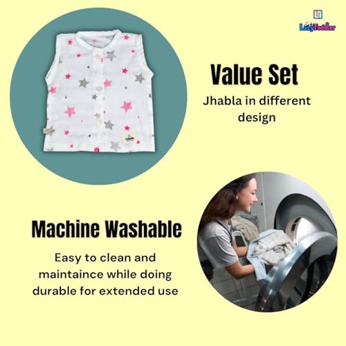Image of Cotton Muslin Sleeveless Jhabla Set for Newborn Boys & Girls Comfortable Baby Clothes - Pack of 4