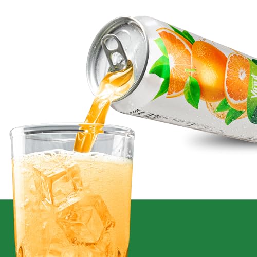 Image of VINUT 100% Orange Juice, No Added Sugar, Never From Concentrate, 16.9 fl oz (500 mL) Can, Pack of 12