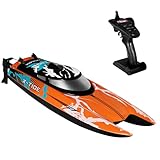 OVERMAX X-TIDE Barca da Corsa RC Comandata da Remoto con Luce a LED 25 km/h Batterie da 1200 mAh 34 Minuti di Divertimento Controllo Velocità Portata Fino a 100 m, Barca Giocattolo Per Piscine e Laghi