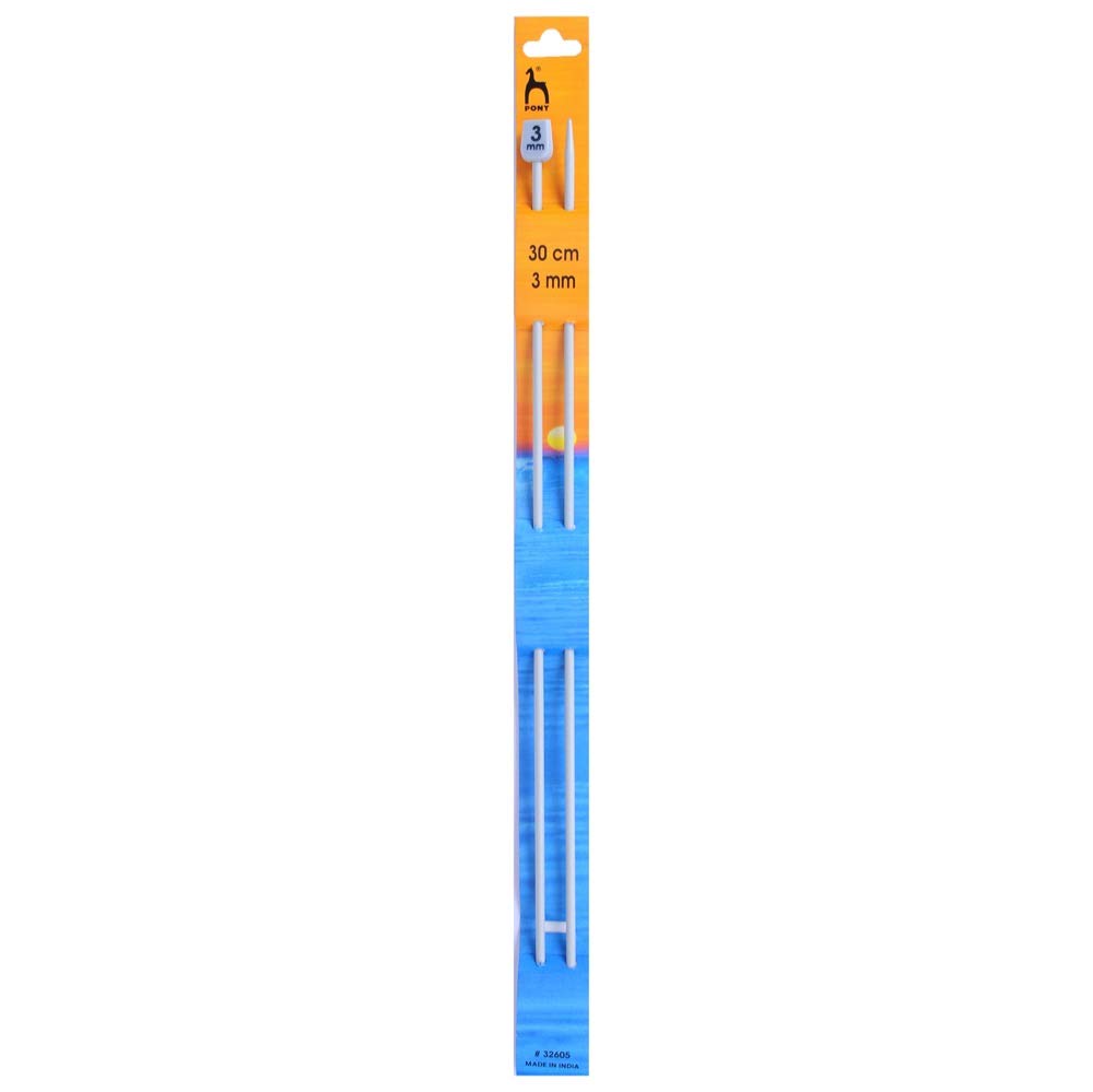 Pony Classic Pair Of Single Ended Knitting Pins - 30Cm X 3.00Mm