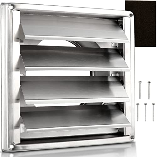 4" Upgrade Metal Dryer Vent Cover for House, Premium Stainless Steel Dryer Vent with 4 Screws Rubber Gasket, Exterior Wall Vent Cover with Louvre for Dryer Vents Range Hood Vent AC Vent by Hydencamm