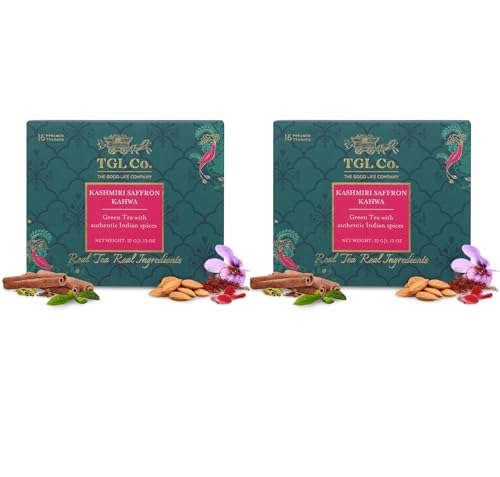 Image of TGL Co.Kashmiri Saffron Kahwa Herbal Tea Infusion (16 Tea Bags Pack Of 2)|Rich in Anti Oxidant | Refreshing | No Artificial flavor | Improve Digestion