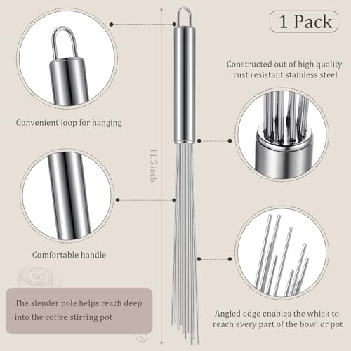 Image of Baderke 1 Pcs Barista Whisk Tool 11.5 Inch Long Handle 10 Needles Stirrer