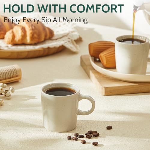 Image of Sweese 3.5oz Porcelain Espresso Cups Set of 4, Mini Coffee Mugs Demitasse Cups - White Grey