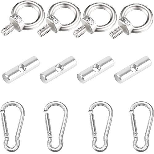 4 Stks Luifel Rail Stoppers 6mm Rvs Camper Luifel Stoppers met 4 Stks Carabiner Haken End Stoppers Blocking Kit voor Caravan Camper Camping Tent Apparatuur