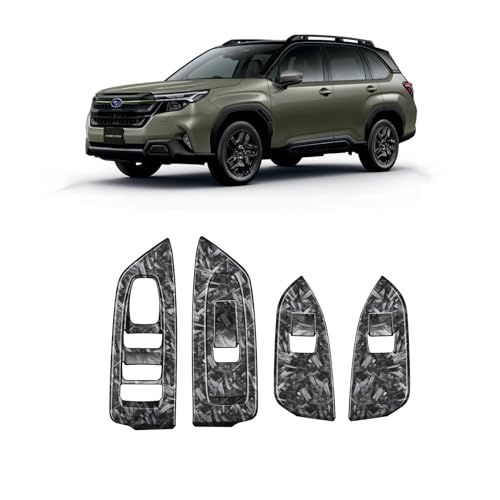 VKINGER 新型 スバル フォレスター SL系 パーツ ウィンドウスイッチパネル ピアノプラック 純正統ー感を演出 インテリアパネル 内装 カスタム パーツ アクセサリー (クラッシュカーボン調)