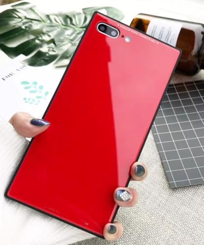 Coque iPhone 14 Plus rouge en verre trempé de luxe pour une protection brillante élégante