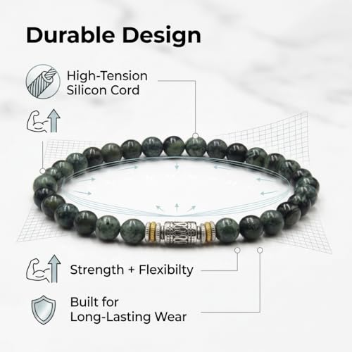 Pulsera de jade verde oscuro para hombre miniatura 7