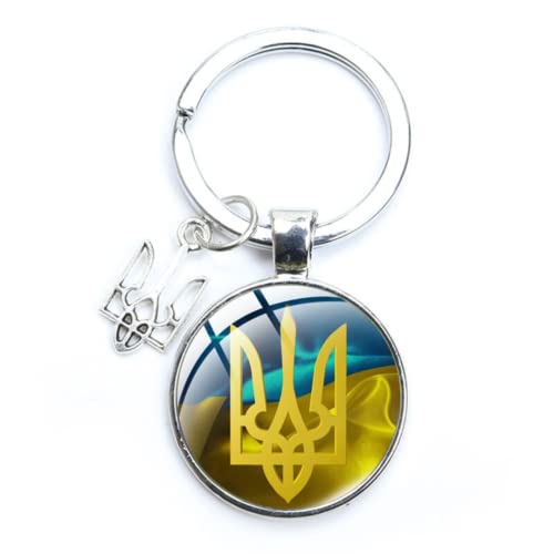 Ukraine Trident - Keychains Handmade Glass Cabochon Alloys - Ukraine Gifts - Ukrainian Jewelry