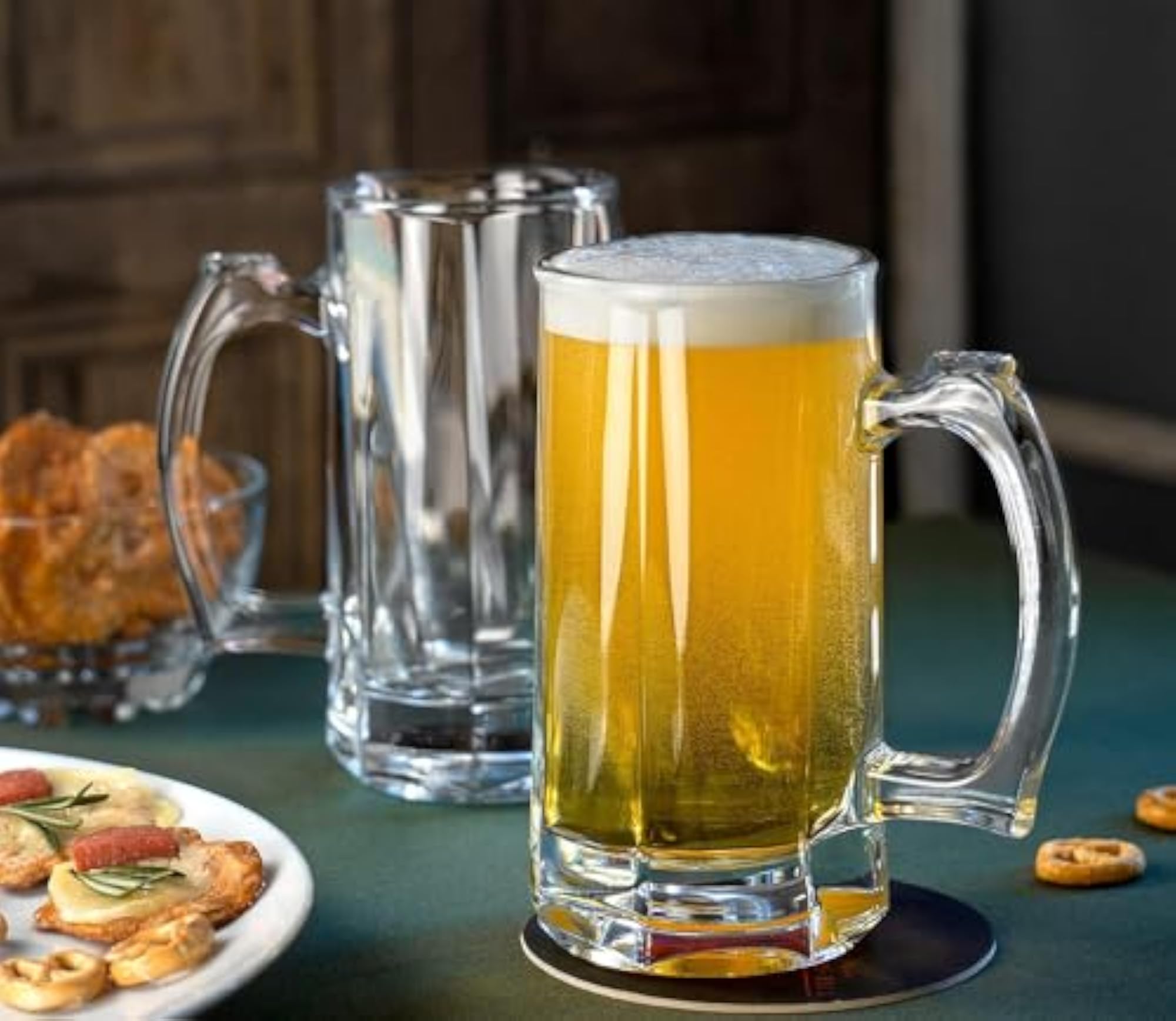 Crystal Beer Mugs Set of 4, 400 ML