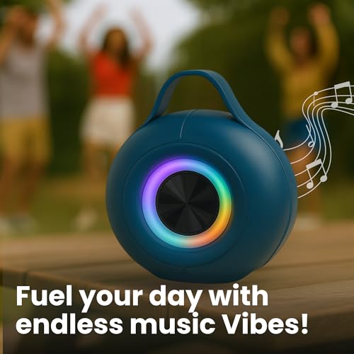 Image of OOGE Vibebox 6000 Bluetooth Speaker, 12W Portable Wireless Speaker with RGB Lights, 10H Playtime, Hi-Fi Sound, Type-C Charging, FM Radio, Pendrive & TF Card Support, Bluetooth 5.3 (Blue)