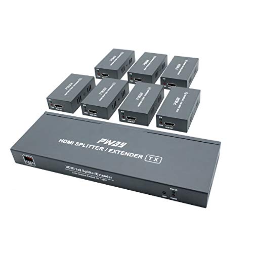 PW-HT226P7 HDMI Extender Splitter 7 Port Transférez 165ft(50m) Via Un Câble Cat6 Soutien 1080P@60Hz EDID Apprentissage