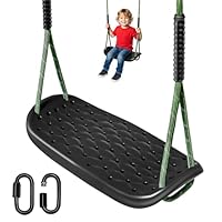 WWFFEN Erwachsene Schaukel, Rutschfester Baum Schaukel Sitz Set mit verstellbarem Seil und Karabinern Outdoor Erwachsene Schaukel Spielplatz Schaukel Hinterhof Garten Spiel Set, 200kg/Schwarz