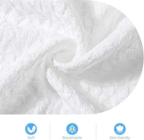 Image of Baptism Blanket Christening Gifts for Girl Boys Soft White Knitted Shawl Receiving Crochet White Baby Blankets Towel for Neutral Newborns Toddler