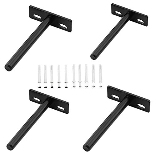 4 Piezas Soporte Estante Flotante, Soporte Estante Invisible, Estantes Montados La Pared Hierro de Metal Sólido 10 mm con 10 Tornillos Expansión para Estanterías Personalizadas, Estantes Ocultos