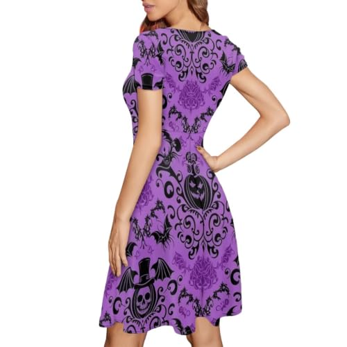 Image of POLERO Sunflower Dress for Women Floral Summer Dresses Short Sleeve Casual Sundresses Midi Dresses