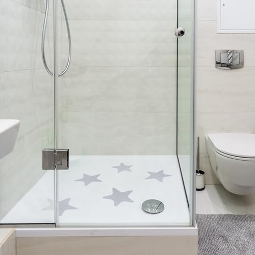 Relaxdays Antirutsch Aufkleber, 30er Set, Badewannen Sticker, Seestern, rutschfeste Duschpads, Kunststoff, transparent